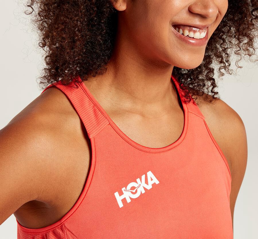 Top Hoka One One Feminino Laranja - Performance Tank - 398-GMASLR